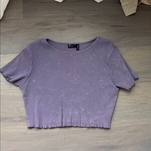 Purple Cropped Acid Wash Top